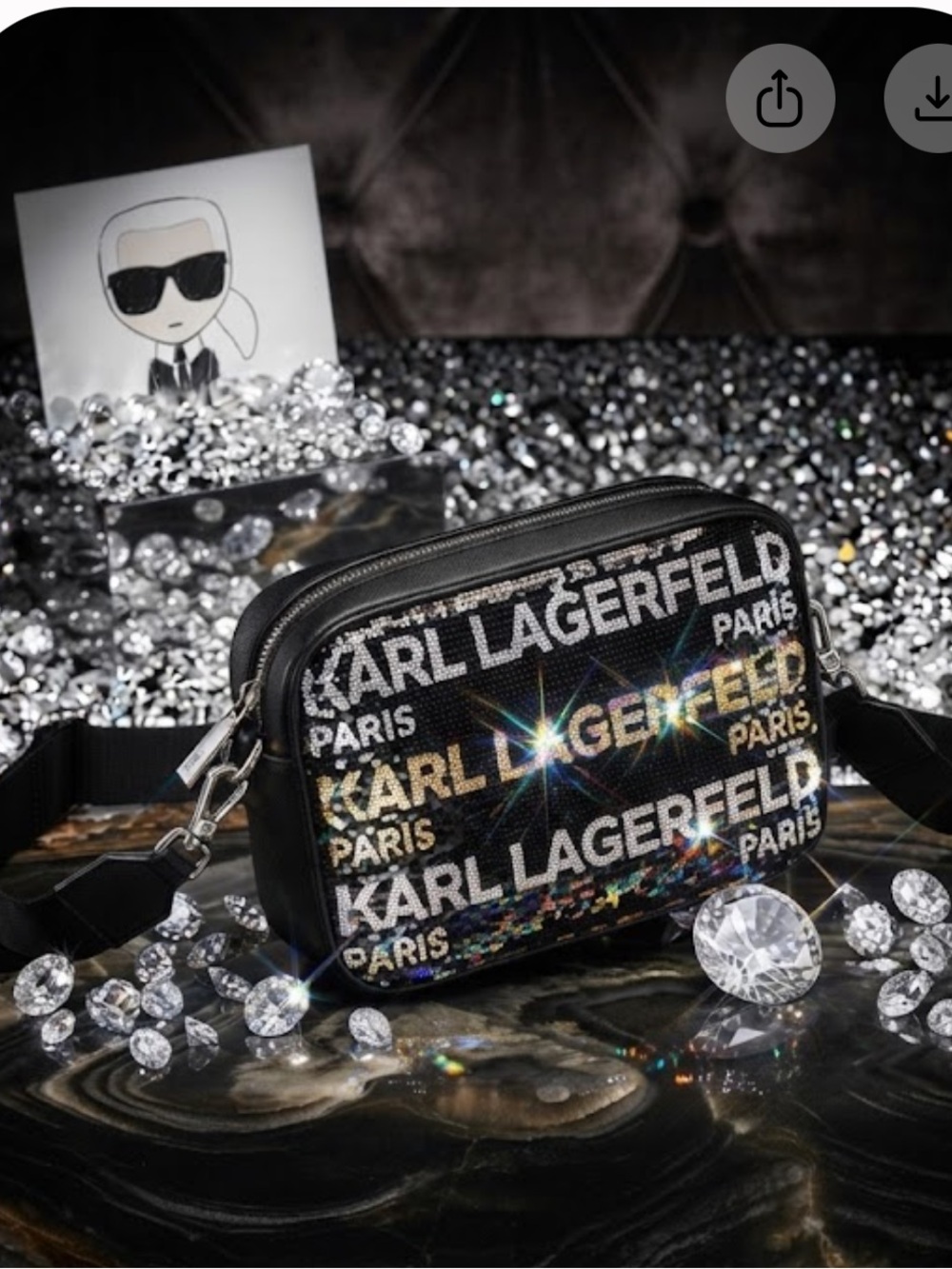 Karl Lagerfeld Paris Sparkly Sequin  Camera Shape Crossbody Designer Bag